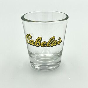 Cabela's Shot Glass Clear Yellow Logo‎ 2.25"